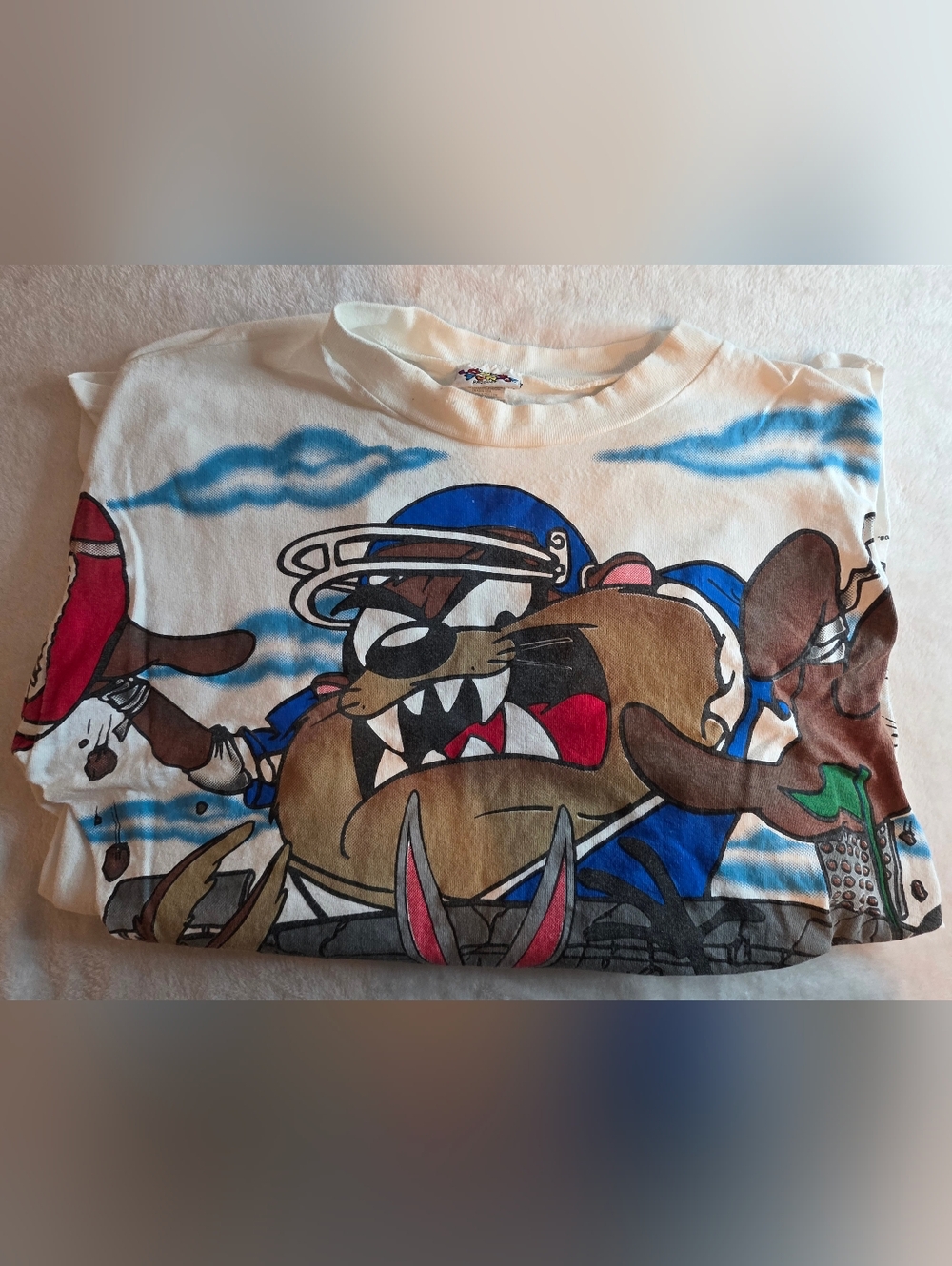 Vintage 1995 Looney Tunes Long Sleeve T-Shirt XL Taz Bugs Daffy All Over Print